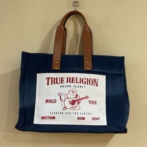 True Religion Large Washed Denim Tote